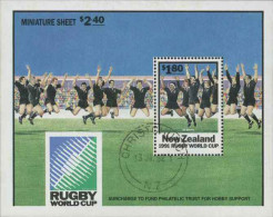 1991-Nuova Zelanda (O=used) Foglietto Usato S.1v."World Cup Rugby Championship"c - Other & Unclassified