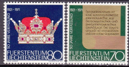 1971-Liechtenstein (MNH=**) S.2v."Cinquantenario Della Costituzione" - Autres & Non Classés