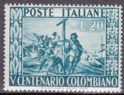1951-Italia (MNH=**) L.20 "Colombo"ottima Centratura - 1946-60: Ungebraucht