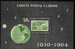 1964-Cuba (MNH=**) Foglietto S.1v."25 Anniversario Del Primo Esperimento Di Post - Autres & Non Classés