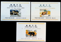 1966-Corea Del Sud (MNH=**) Tre Foglietti S.3v."animali Selvatici"cat.Yvert Euro - Korea (Süd-)