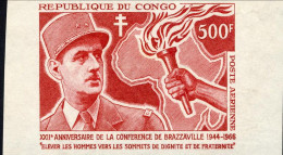 1966-Congo (MNH=**) Prova Di Colore In Rosso Non Dentellata E Gomma Parziale Del - Other & Unclassified