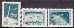 1958-Corea Del Nord (MNH=**) 3 Valori "Anno Geofisico Internazionale"catalogo Eu - Corea Del Norte