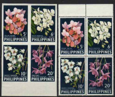1962-Filippine (MNH=**) S.4v.dentellati+non Dentellati In Quartina "orchidee" - Philippines