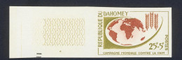 1963-Dahomey (MNH=**) Serie Un Valore Fr. 25+5 Non Dentellato "campagna Mondiale - Benin - Dahomey (1960-...)