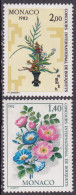 1981-Monaco (MNH=**) S.2v."fiori,concorso Di Composizione Floreale"catalogo Unif - Autres & Non Classés