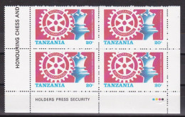 1986-Tanzania (MNH=**) S.2v.in Quartina "campionato Mondiale Di Scacchi,Rotary" - Tanzania