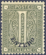 1874-Levante (MLH=*) 1c.verde Oliva "Cifra" Con Varietà Due Punti Nell'angolo In - Algemene Uitgaven