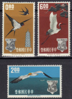 1963-Taiwan (MNH=**) S.3v."1 Anniversario Asia Oceania Unione Postale,uccelli"ca - Nuovi