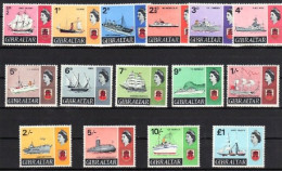 1967/69-Gibilterra (MNH=**) S.14v.+valore Complementare "Elisabetta E Navi"cat.U - Gibraltar