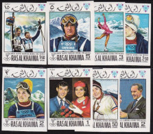 1968-Ras Al Khaima (MNH=**) S.8v.non Dentellati "Olimpiadi Invernali Di Grenoble - Ras Al-Khaima