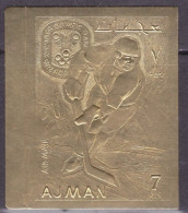 1968-Ajman (MNH=**) Francobollo Oro 7r. Non Dentellato "Olimpiade Invernale Gren - Adschman