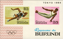 1964-Burundi (MNH=**) Foglietto S.2v.non Dentellati"Giochi Olimpici Di Tokyo" - Andere & Zonder Classificatie