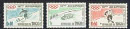1960-Togo (MNH=**) S.3v."Olimpiade Invern.Squaw Valley" - Togo (1960-...)