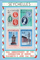 1978-Seychelles (MNH=**) Foglietto 4v."25anniversario Coronation" - Seychelles (...-1976)