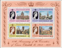 1978-Monserrato (MNH=**) Foglietto 4v."25 Anniversario Coronation" - Montserrat