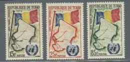 1961-Ciad  (MNH=**) S.3v."Ammissione All'O.N.U.,bandiera" - Tchad (1960-...)