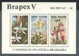 1982-Brasile (MNH=**) Foglietto 3v."Fiori,Expo Di Blumenau" - Other & Unclassified
