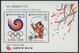 1985-Corea Del Sud (MNH=**) Foglietto S.2v."Olimpiade Di Seul I Serie"cat.Yvert  - Korea, South