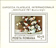 1979-Romania (MNH=**) Foglietto 1v."Expo.Socfilex,rose Romania Quadro Dipinto Da - Autres & Non Classés