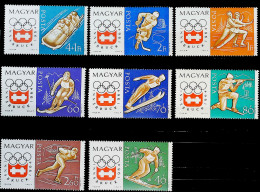 1963-Ungheria (MNH=**) S.8v."Innsbruck,giochi Invernali"catalogo Yvert Euro 5,5 - Sonstige & Ohne Zuordnung