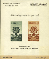 1960-Libano (MNH=**) Foglietto 2v."Anno Del Rifugiato" - Lebanon