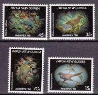 1986-Papua Nuova Guinea (MNH=**) S.4v."Esposiz.filatelica Chicago,uccelli" - Papua New Guinea