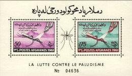 1961-Afghanistan (MNH=**) Foglietto 2v."Lotta Alla Malaria"cat.Yvert 2011 Euro 7 - Afghanistan