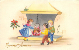 ILLUSTRATEUR - BARNINI - ENFANTS, CHEMINEE - FANTAISIE "BONNE ANNEE"   - Autres & Non Classés