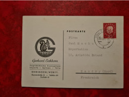 Lettre Allemagne 1961 CARTE ENTETE GERHARD EICHHORN ECUREUIL OHRINGEN - Sonstige & Ohne Zuordnung