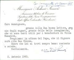 CARDINAL / CARDINALE ANTONIO SAMORE ( BARDI / PARMA 4/12/1905 ) BIGLIETTO INTESTATO CON AUTOGRAFO / AUTOGRAPH (20760) - Altri & Non Classificati