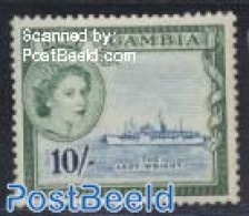 Gambia 1953 10Sh, Stamp Out Of Set, Mint NH, Transport - Ships And Boats - Schiffe