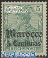 Morocco 1905 5c Overprint, German Post 1v, Unused (hinged) - Sonstige & Ohne Zuordnung