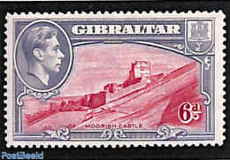 Gibraltar 1938 6p, Perf. 14, Stamp Out Of Set, Unused (hinged), Art - Castles & Fortifications - Castles