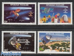 Togo 1986 Halleys Comet 4v, Mint NH, Science - Transport - Astronomy - Space Exploration - Halley's Comet - Astrología