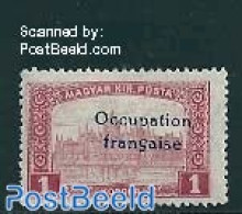 Hungary 1919 Arad, 1Kr, Stamp Out Of Set, Unused (hinged) - Nuovi