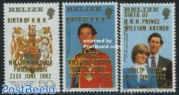 Belize/British Honduras 1982 Royal Baby 3v, Mint NH, History - Charles & Diana - Kings & Queens (Royalty) - Case Reali