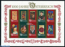 Austria 1996 Austria Millennium 10v M/s, Mint NH, History - Nature - History - Kings & Queens (Royalty) - Horses - Art.. - Ungebraucht