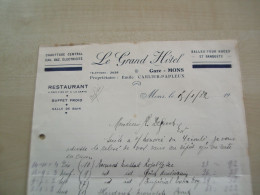 Ancienne Facture 1932 LE GRAND HÔTEL à La Gare MONS - 1900 – 1949