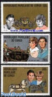 Congo Republic 1981 Charles & Diana Wedding 3v, Mint NH, History - Nature - Transport - Charles & Diana - Kings & Quee.. - Familles Royales