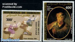 Djibouti 1981 Picasso/Rembrandt 2v, Mint NH, Sport - Football - Art - Pablo Picasso - Rembrandt - Djibouti (1977-...)