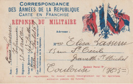 Carte Réponse Du Militaire - CP " Aux 6 Drapeaux " Pour Toulouse. - Guerra De 1914-18