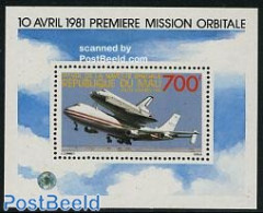 Mali 1981 Space Shuttle S/s, Mint NH, Transport - Aircraft & Aviation - Space Exploration - Vliegtuigen