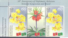 2024.Kyrgyzstan, 30y Of Diplomatic Relations With Brazil, Flowers,  2v With Label,  Mint/** - Kirghizistan