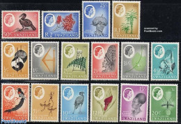 Eswatini/Swaziland 1962 Definitives 16v, Mint NH, History - Nature - Birds - Flowers & Plants - Insects - Water, Dams .. - Swaziland (1968-...)