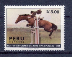 PERU - 1987 - National Horse Club, 50th Anniv - Sc 914 - VF MNH - Pérou