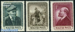 Hungary 1954 Death Of Lenin 3v, Mint NH, History - Lenin - Unused Stamps
