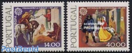 Portugal 1979 Europa, Postal History 2v, Phosphor, Mint NH, History - Nature - Europa (cept) - Horses - Post - Neufs