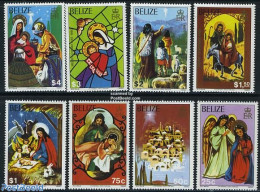 Belize/British Honduras 1980 Christmas 8v, Mint NH, Religion - Angels - Christmas - Art - Stained Glass And Windows - Christendom