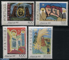 Portugal 1977 Christmas 4v, Mint NH, Religion - Christmas - Art - Children Drawings - Unused Stamps